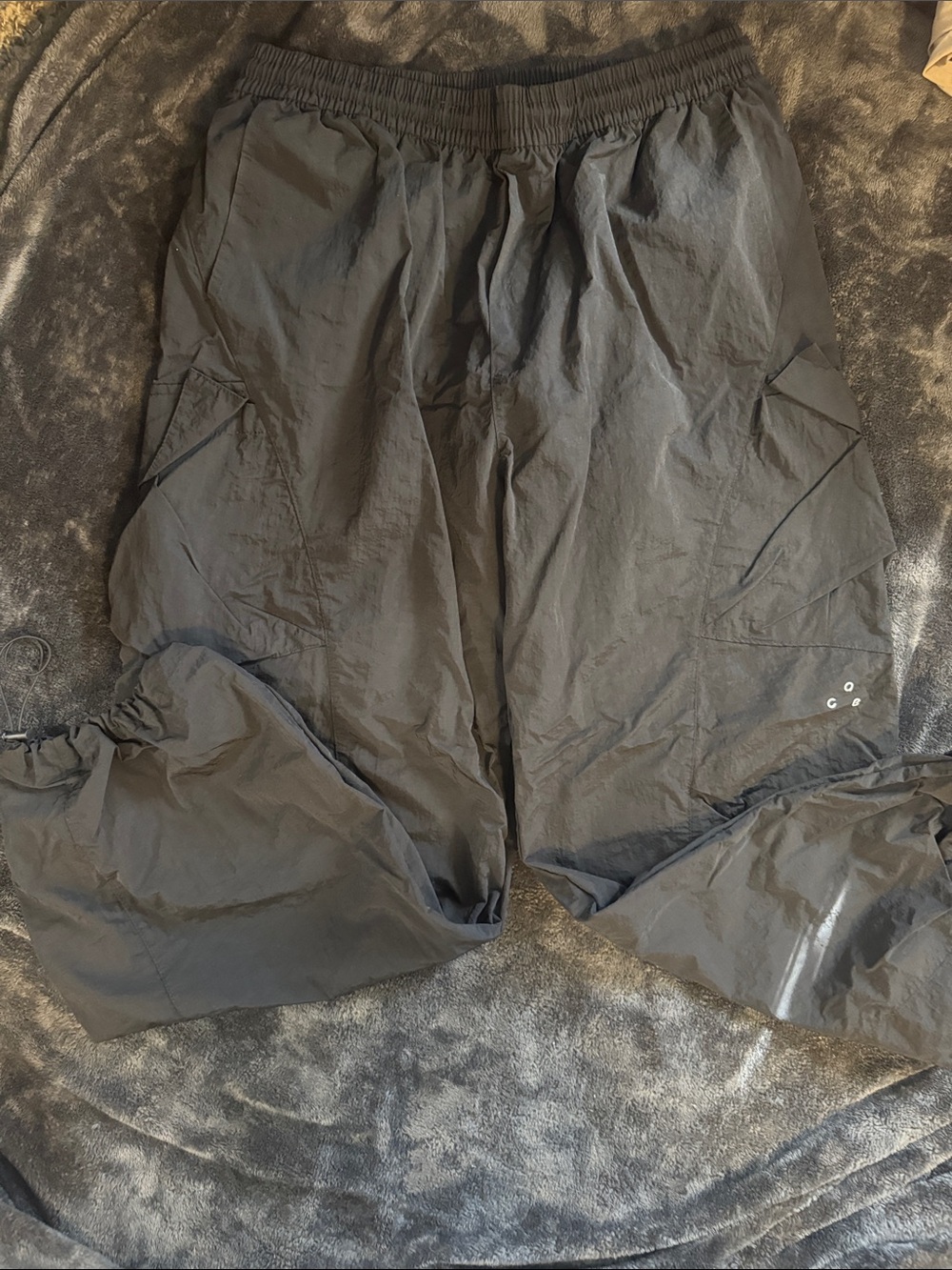 Men's Black Cargo Track Pants - Unbranded